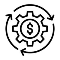 Money with rotating arrows, line icon of financial flow vector