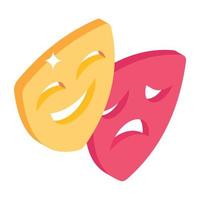 Easy to use isometric icon of comedy masks vector