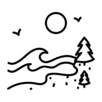 A perfect view of river with trees doodle icon vector
