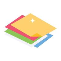 Creatively designed isometric icon of art papers vector