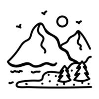 Trendy doodle icon of peaks vector