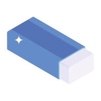 A creatively designed isometric icon of eraser vector