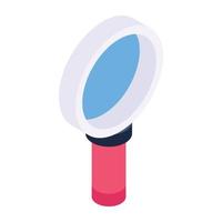 A customizable isometric icon of magnifier vector