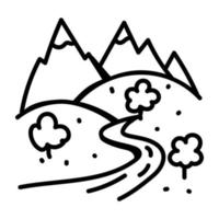 A hills landscape doodle icon download vector