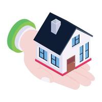 A trendy isometric icon of home insurance vector