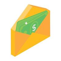 icono isométrico premium de sobre de dinero vector