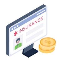 Download isometric icon of digital insurance vector