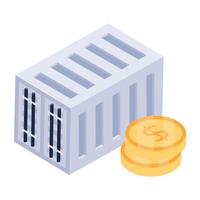 An isometric icon of cargo claim vector