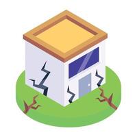 An editable isometric icon of earthquake vector