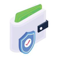 An editable isometric icon of money insurance vector