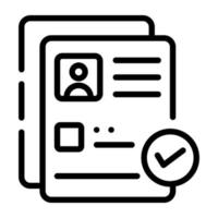 A skillfully crafted line icon of approve resume vector