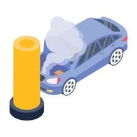 An isometric icon of car accident vector