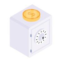 A captivating isometric icon of bank vault vector