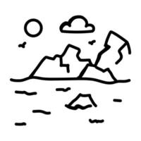 Trendy doodle icon of hills view vector