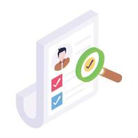 An isometric icon vector of survey