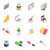 Art and Craft Design Isometric Icons vector