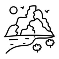 Trendy doodle icon of hills vector