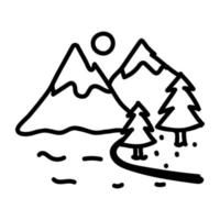 A hills landscape doodle icon download vector