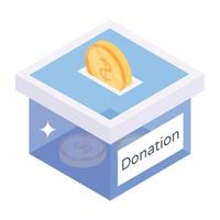 Get this editable isometric icon of donation box vector