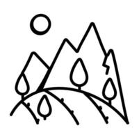 A doodle icon denoting landscape of trees vector