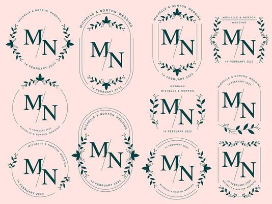 Vintage floral monogram letter m Royalty Free Vector Image