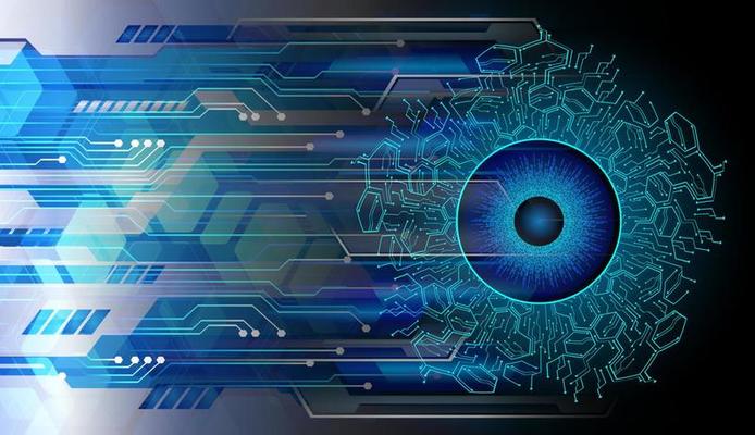 Blue eye cyber circuit future technology concept background