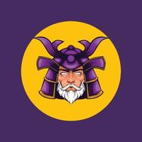 illustration of samurai with a purple face vector