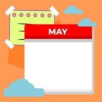 May single calendar template and blank sticky notes. templates suitable for social media content. vector