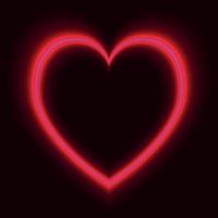 Neon red hearts on black background vector