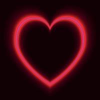 Neon red hearts on black background vector