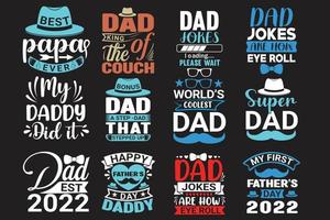 impresión del paquete de diseño de camiseta del día del padre vector