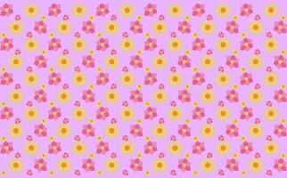 Pattern illustration of daisy and roses, on pink background, Chamomile flower buds, Seamless floral pattern, Floral pattern texture concept. minimal prints for cards or wrapping paper vector