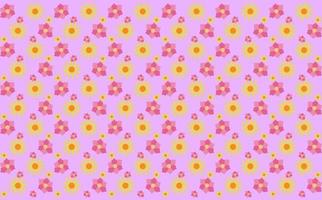 Pattern illustration of daisy and roses, on pink background, Chamomile flower buds, Seamless floral pattern, Floral pattern texture concept. minimal prints for cards or wrapping paper vector