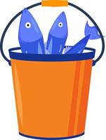 Bucket with fish semi flat color vector object