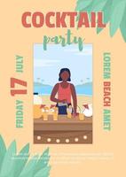 Cocktail party on beach flat vector banner template