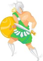 héroe griego antiguo personaje de vector de color semiplano