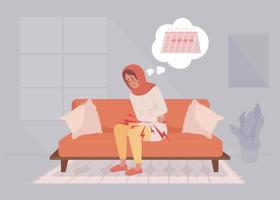 Dysmenorrhea symptom flat color vector illustration