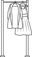 Clothing rack with dresses on hangers semi flat color vector object