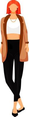 Stylish high fashion model semi flat color vector character