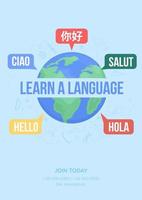 Learn language flat vector banner template