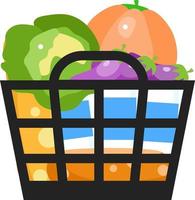 Shopping basket with products semi flat color vector object