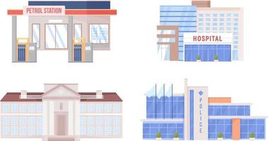 Services semi flat color vector objects set