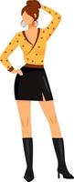 Woman wearing nightclub outfit semi flat color vector character