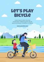Lets Play Bicycle Social Media Flyer Template Flat Cartoon Background Vector Illustration