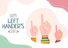 International Left Handers Day Celebration with her Left Hand Raised on the August in Cartoon Style Background Illustration vector