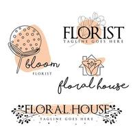 logo set for flower shop or florist vector