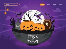 Trick or treat landing page design vector
