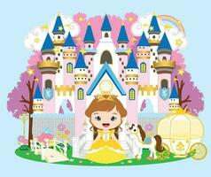 Fairy Tale castle and Beautiful princess vector