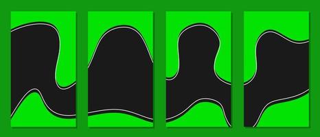 diseño vectorial conjunto de plantillas de historias de redes sociales de color negro verde. fondo con patrón curvo. diseño de redes sociales vector