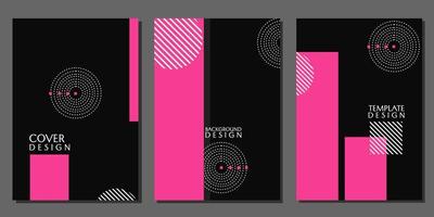 conjunto moderno y sencillo de plantillas de diseño de portada. fondo negro rosa. volante, folleto, diseño de catálogo vector